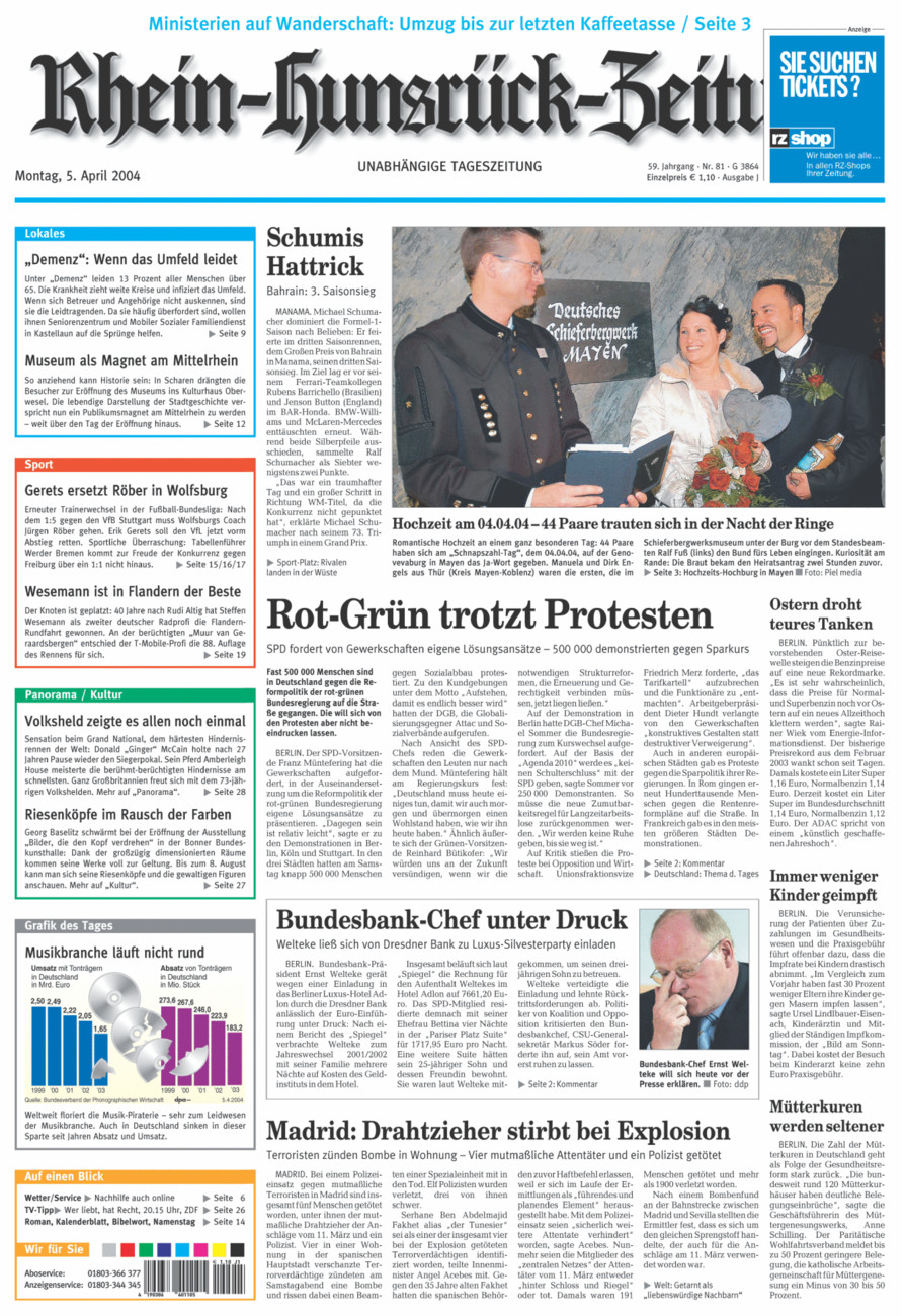 Rhein-Hunsrück-Zeitung vom Montag, 05.04.2004