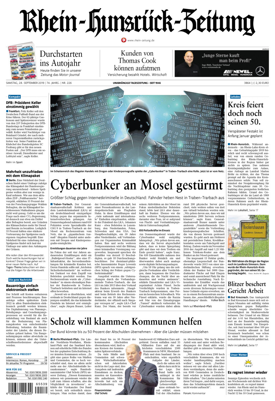 Rhein-Hunsrück-Zeitung vom Samstag, 28.09.2019