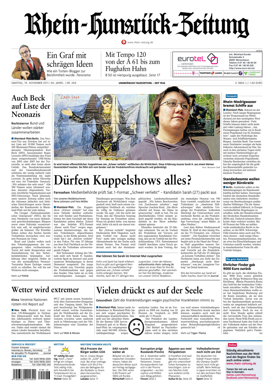 Rhein-Hunsrück-Zeitung vom Samstag, 19.11.2011