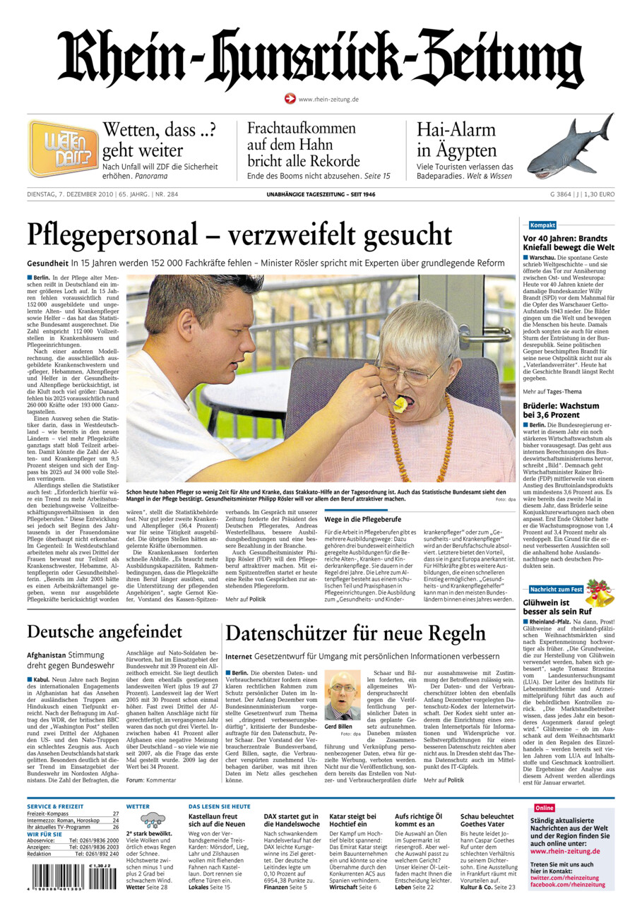 Rhein-Hunsrück-Zeitung vom Dienstag, 07.12.2010