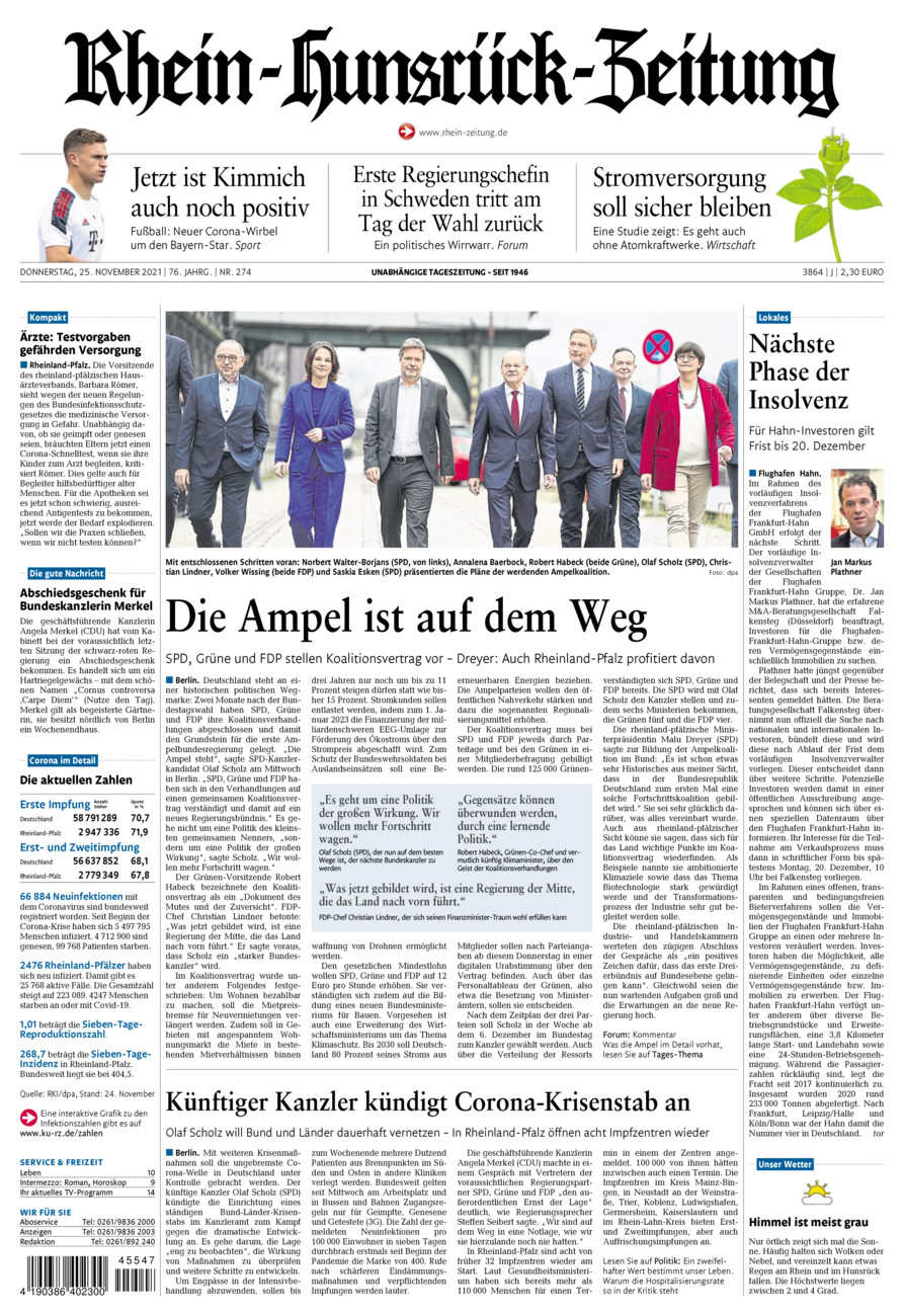 Rhein-Hunsrück-Zeitung vom Donnerstag, 25.11.2021