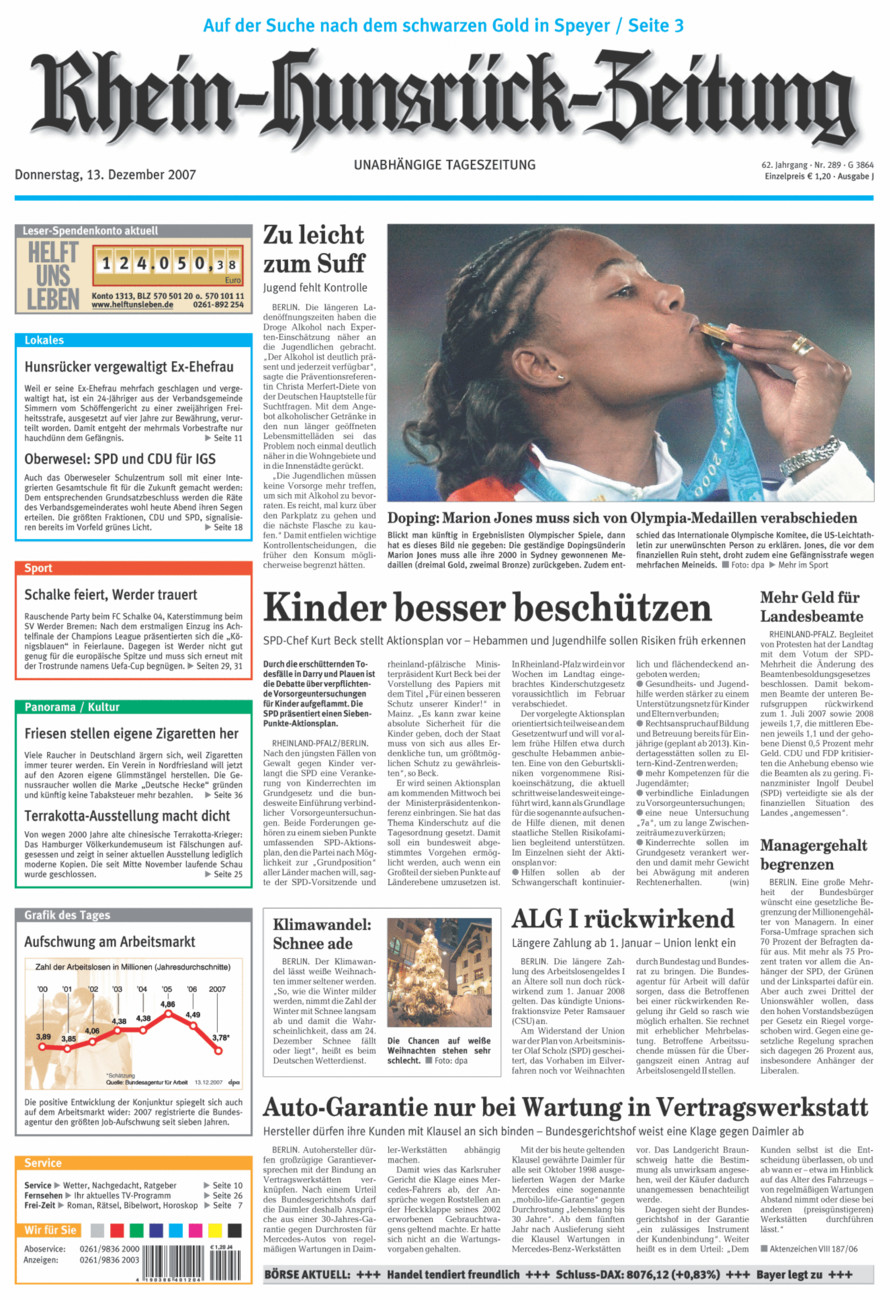 Rhein-Hunsrück-Zeitung vom Donnerstag, 13.12.2007
