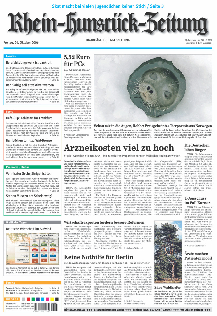Rhein-Hunsrück-Zeitung vom Freitag, 20.10.2006
