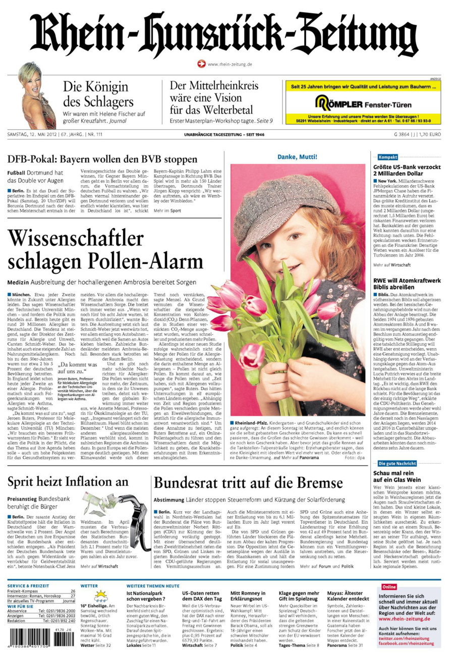 Rhein-Hunsrück-Zeitung vom Samstag, 12.05.2012