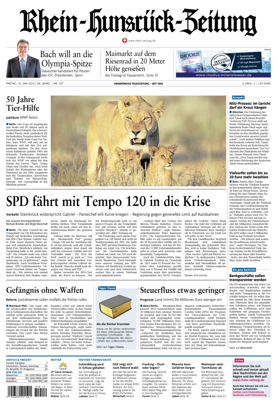 Rhein-Hunsrück-Zeitung vom Freitag, 10.05.2013