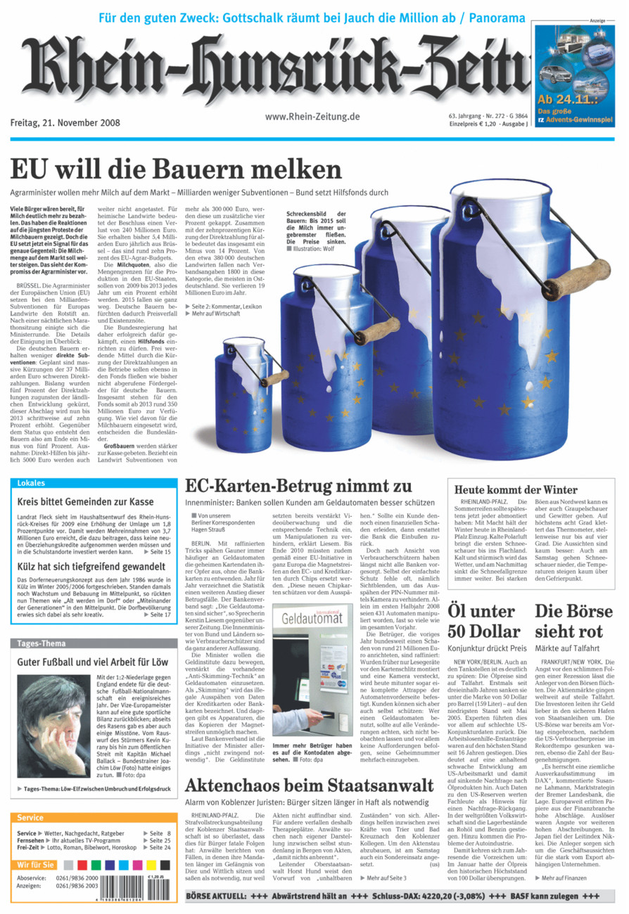 Rhein-Hunsrück-Zeitung vom Freitag, 21.11.2008