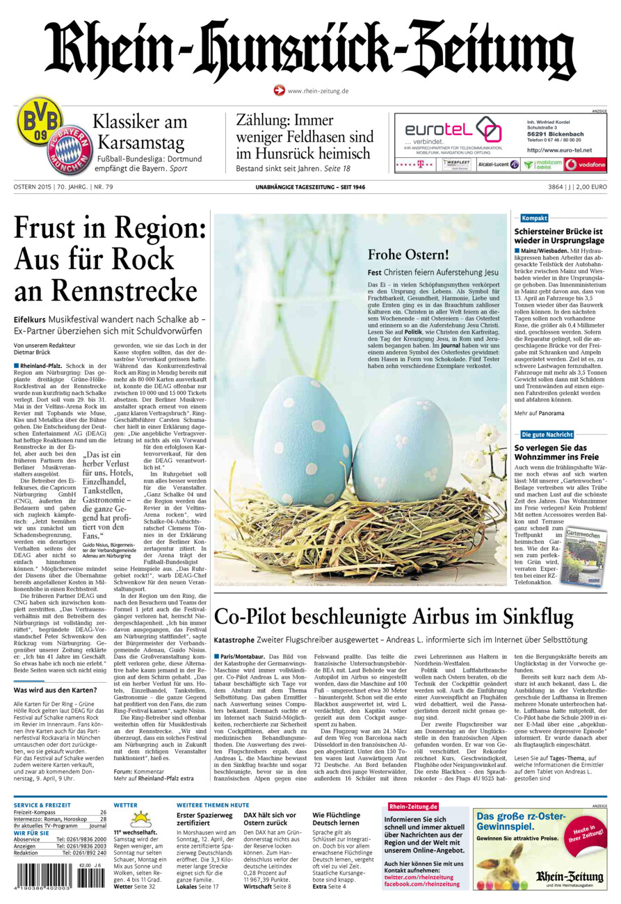 Rhein-Hunsrück-Zeitung vom Samstag, 04.04.2015