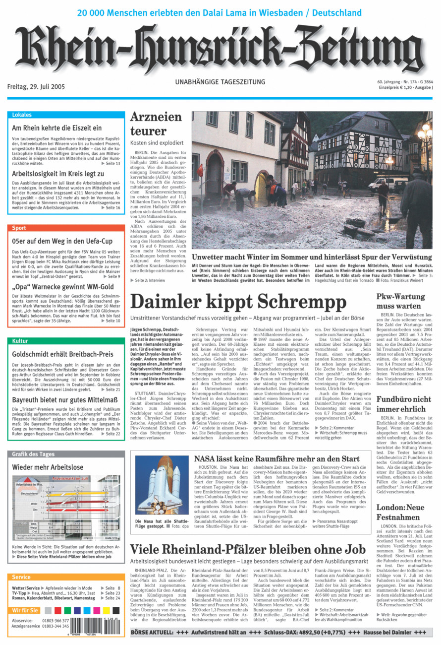 Rhein-Hunsrück-Zeitung vom Freitag, 29.07.2005