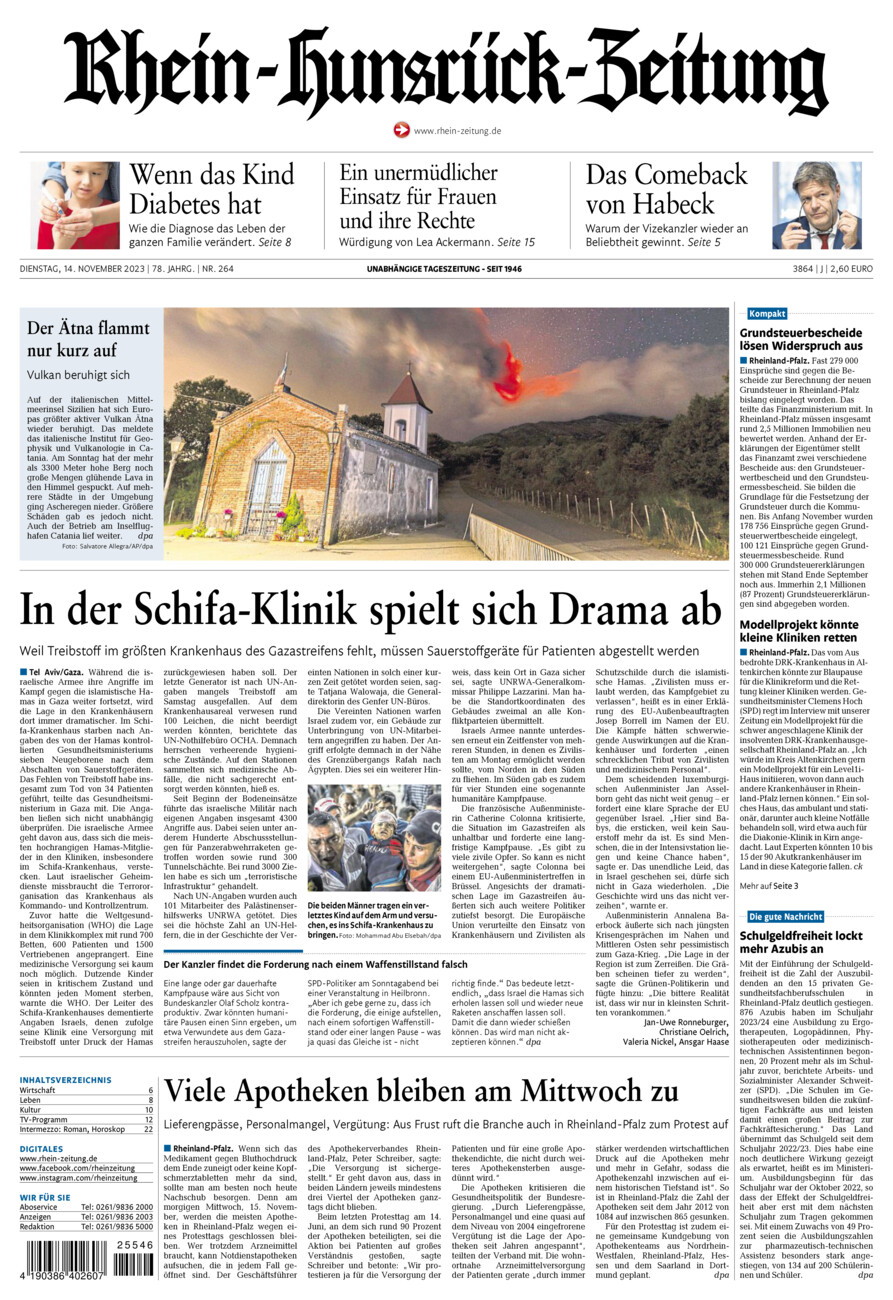 Rhein-Hunsrück-Zeitung vom Dienstag, 14.11.2023