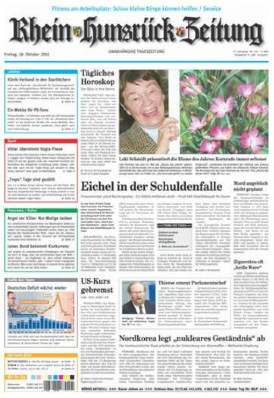 Rhein-Hunsrück-Zeitung vom Freitag, 18.10.2002