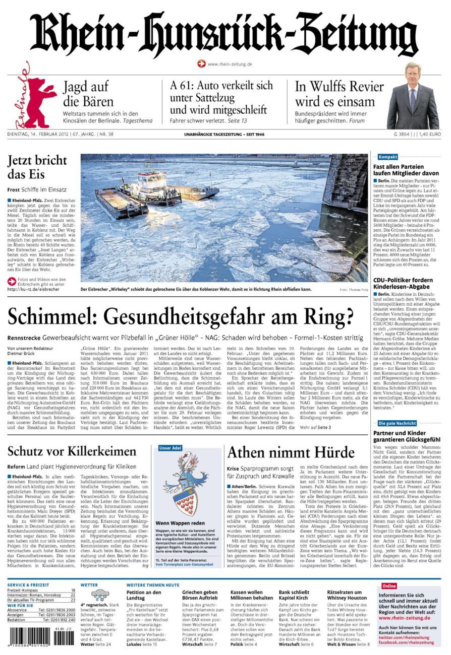 Rhein-Hunsrück-Zeitung vom Dienstag, 14.02.2012