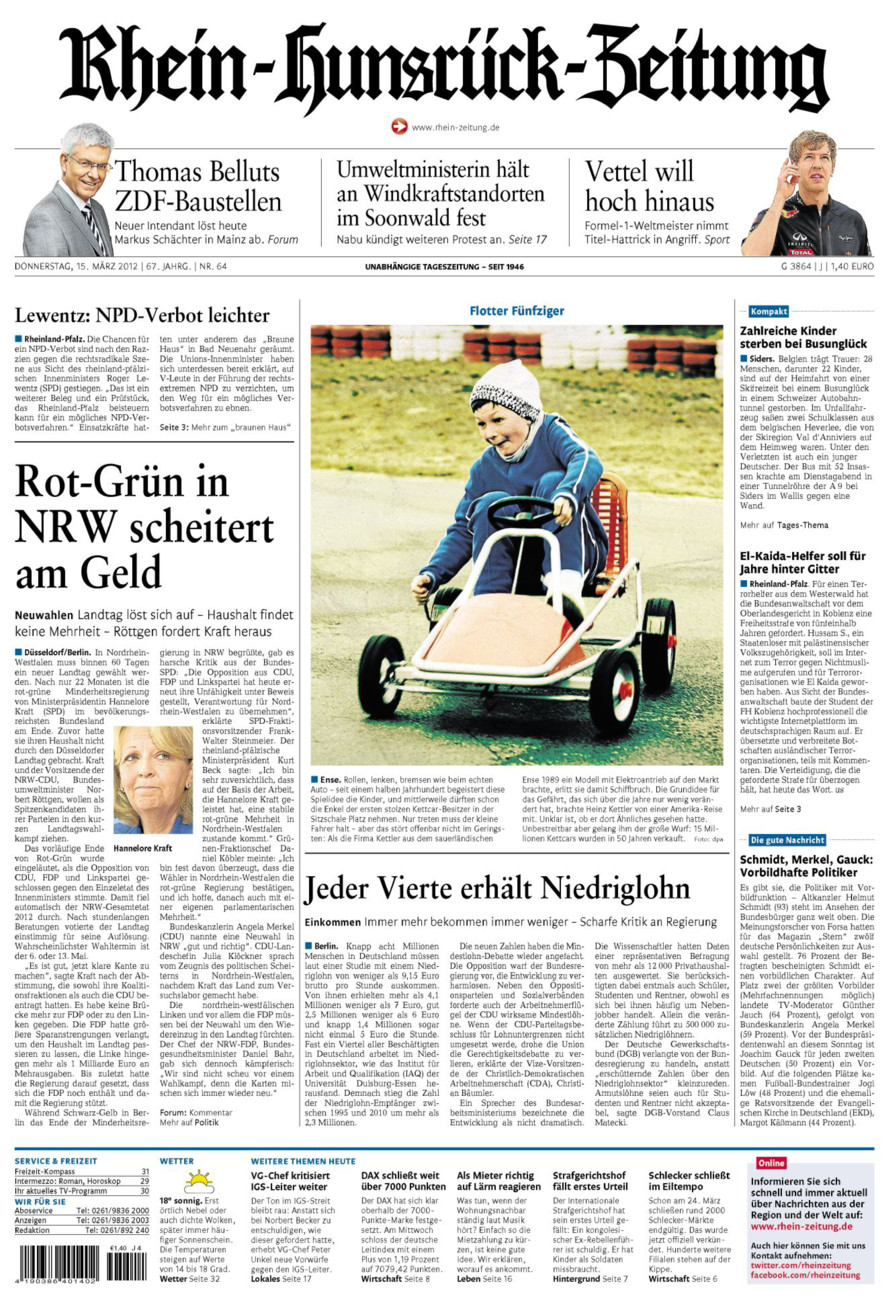 Rhein-Hunsrück-Zeitung vom Donnerstag, 15.03.2012