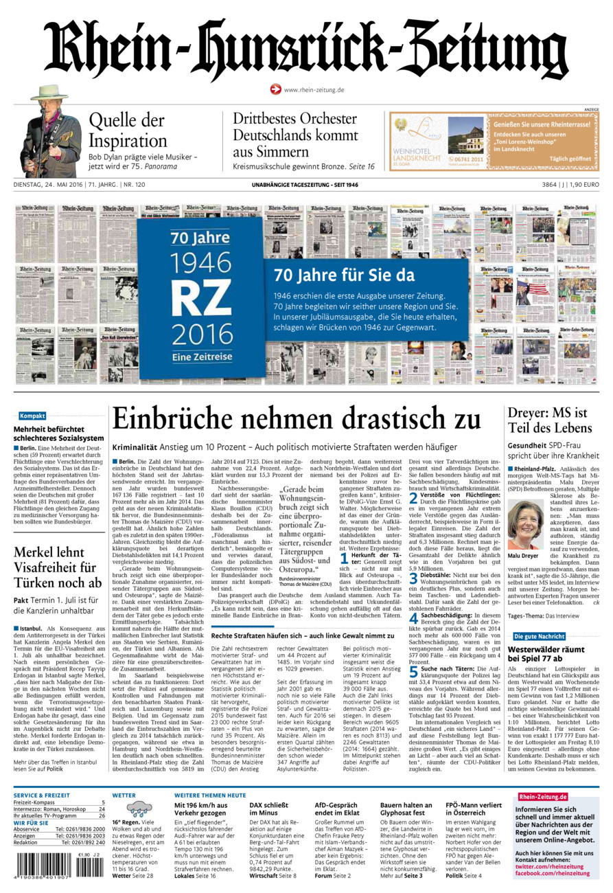 Rhein-Hunsrück-Zeitung vom Dienstag, 24.05.2016