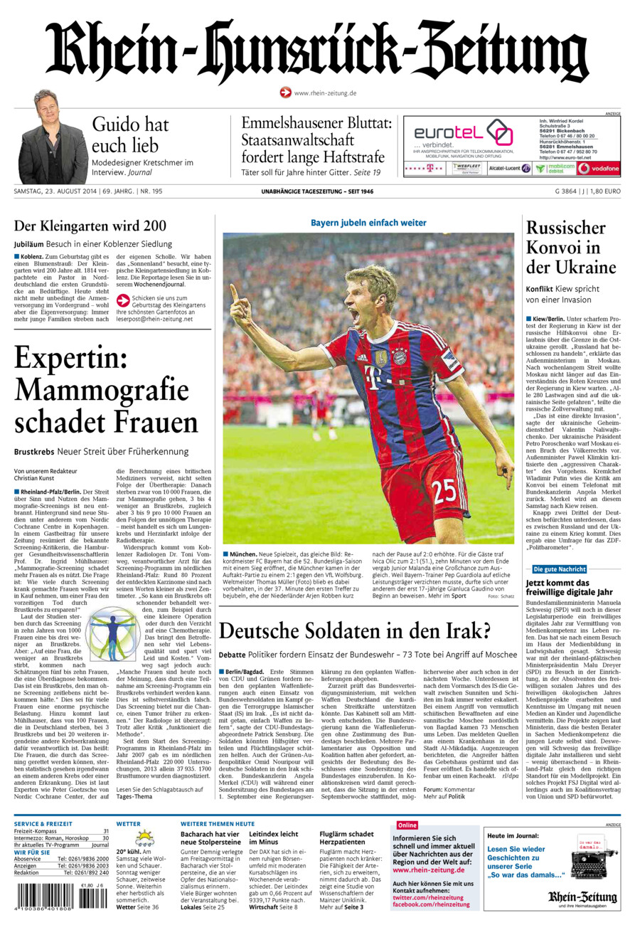 Rhein-Hunsrück-Zeitung vom Samstag, 23.08.2014