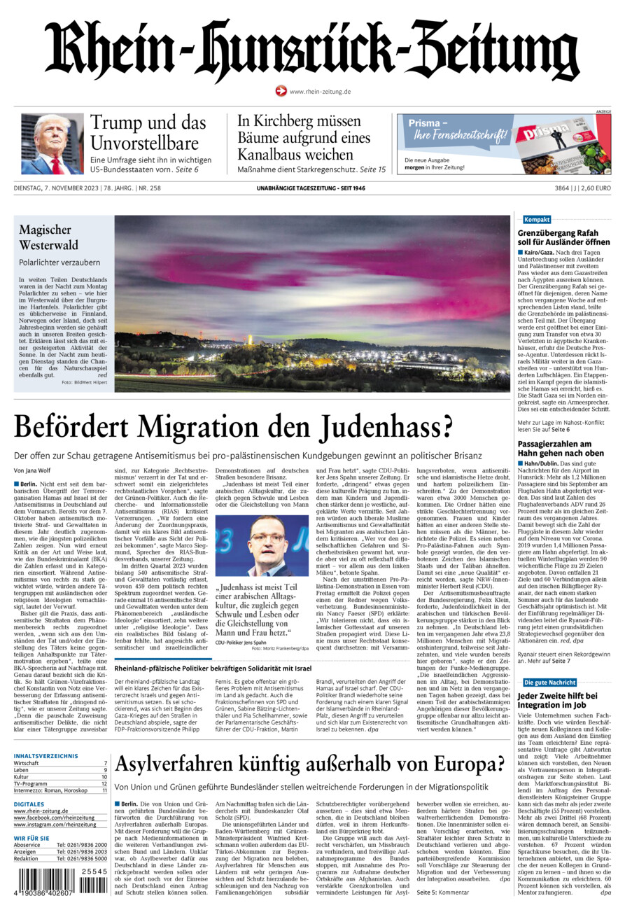 Rhein-Hunsrück-Zeitung vom Dienstag, 07.11.2023