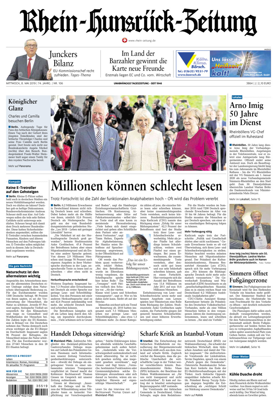 Rhein-Hunsrück-Zeitung vom Mittwoch, 08.05.2019