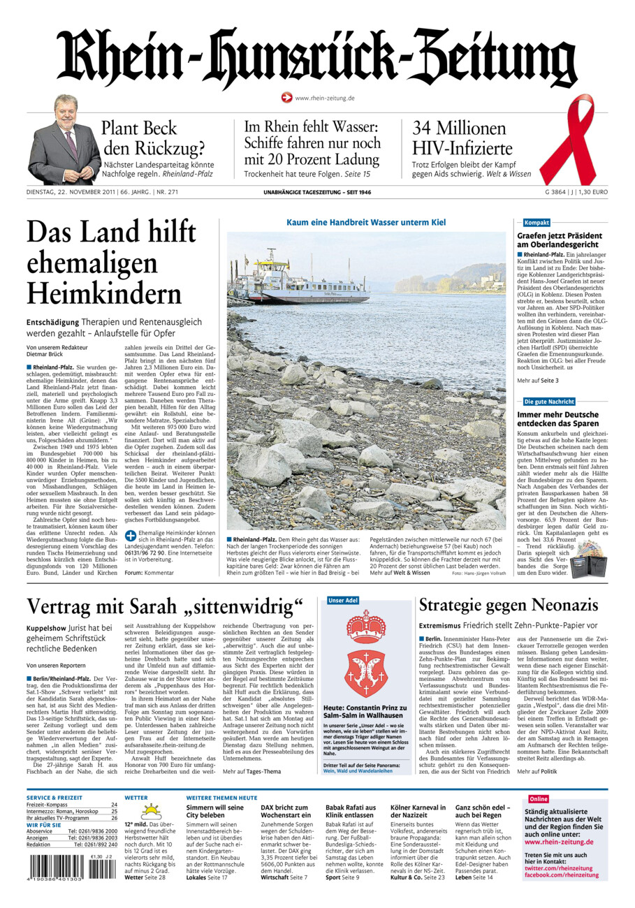 Rhein-Hunsrück-Zeitung vom Dienstag, 22.11.2011