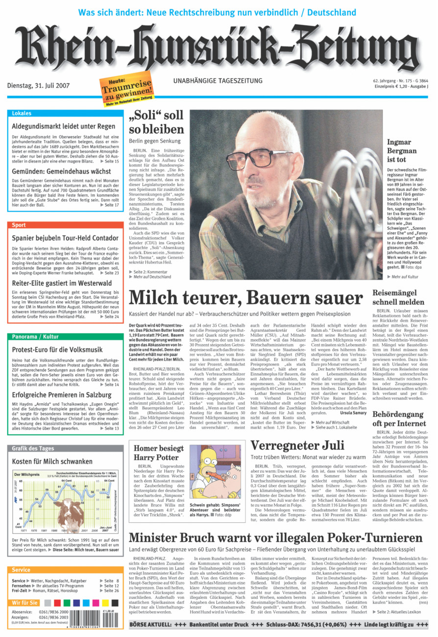 Rhein-Hunsrück-Zeitung vom Dienstag, 31.07.2007
