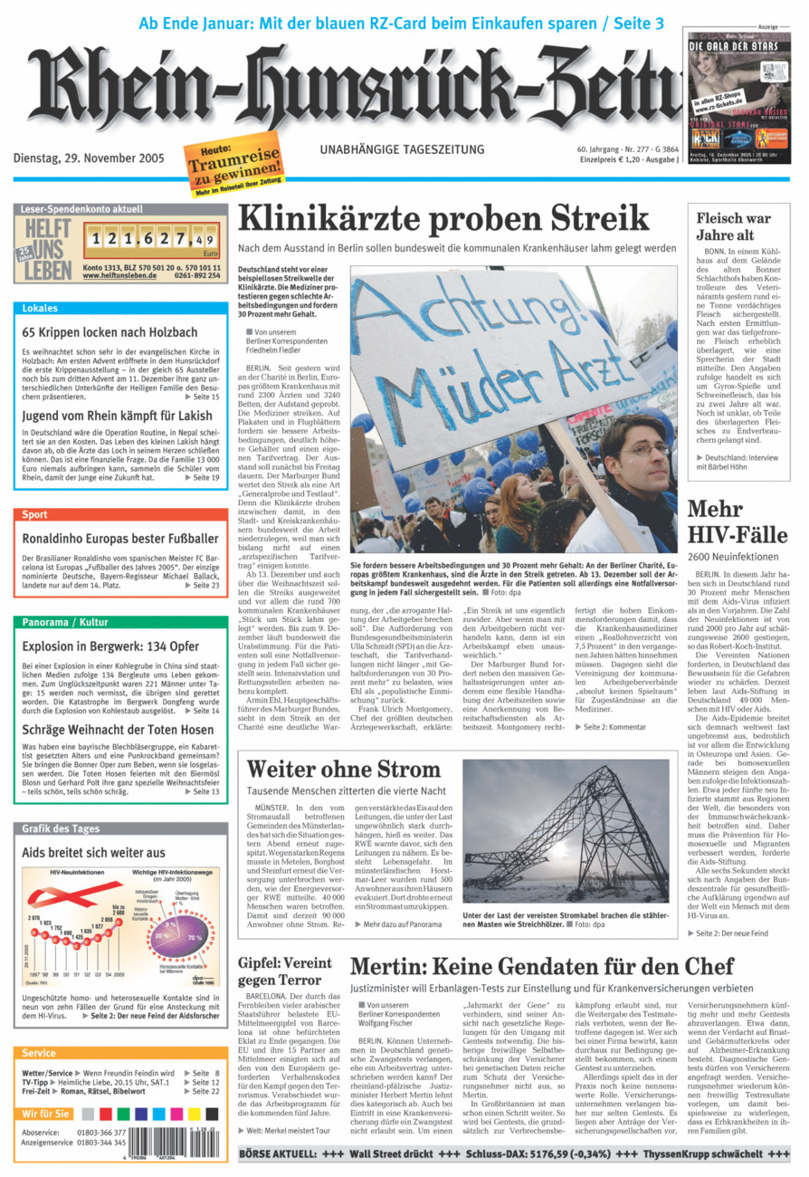 Rhein-Hunsrück-Zeitung vom Dienstag, 29.11.2005