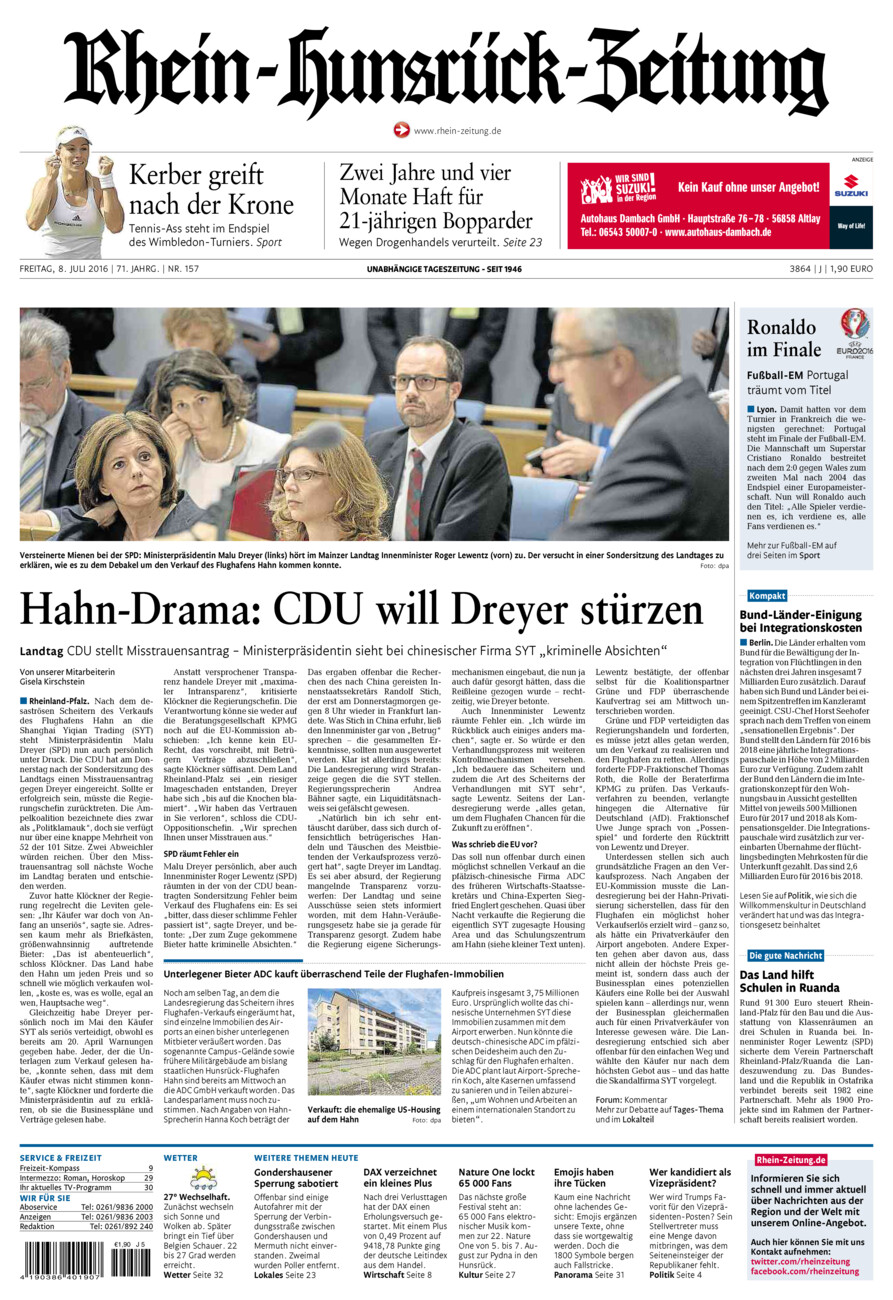 Rhein-Hunsrück-Zeitung vom Freitag, 08.07.2016