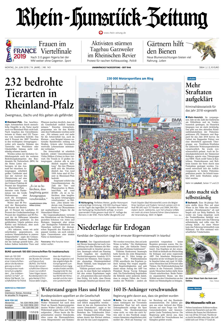 Rhein-Hunsrück-Zeitung vom Montag, 24.06.2019