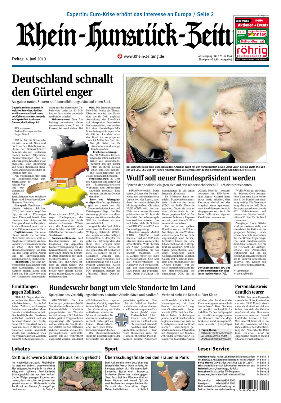Rhein-Hunsrück-Zeitung vom Freitag, 04.06.2010