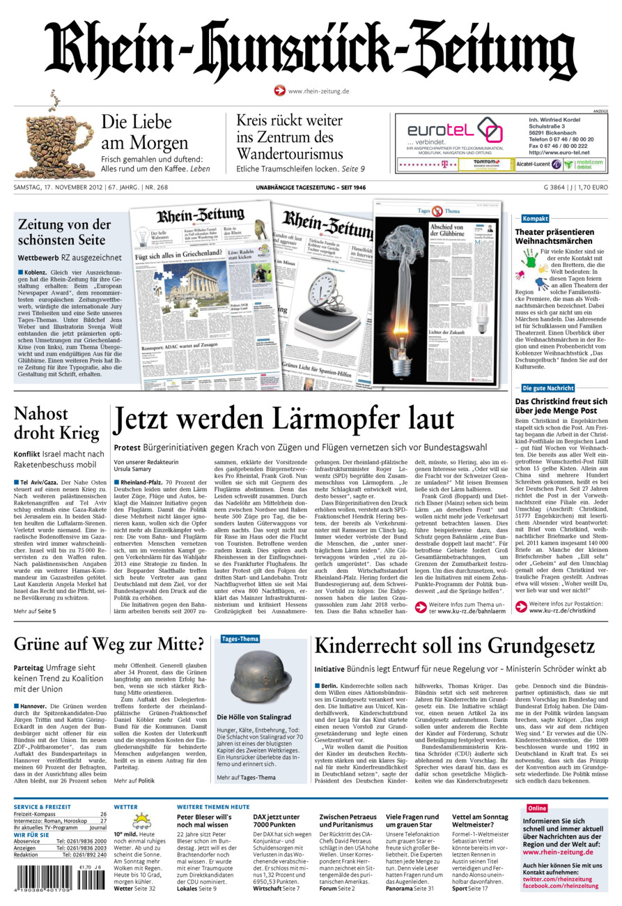 Rhein-Hunsrück-Zeitung vom Samstag, 17.11.2012