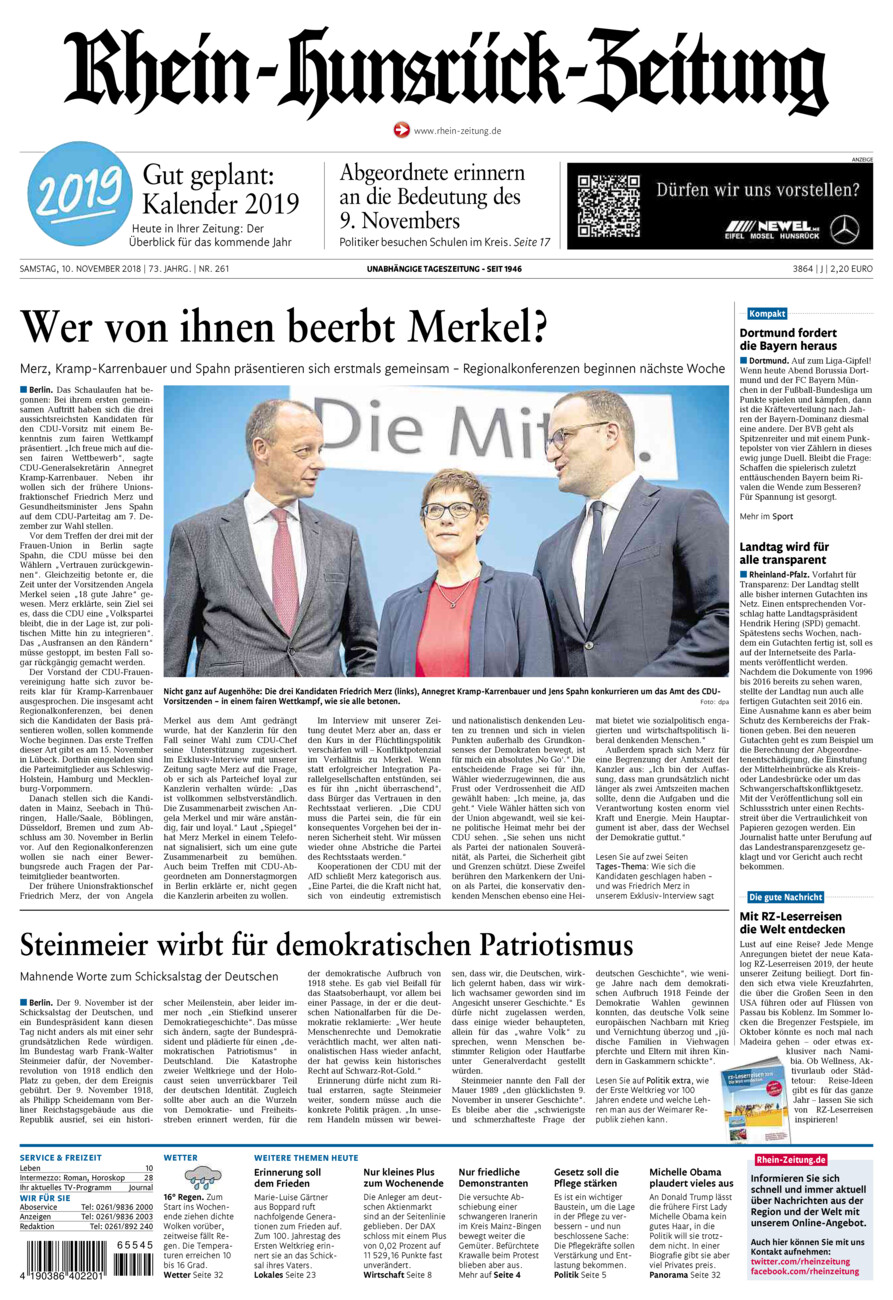 Rhein-Hunsrück-Zeitung vom Samstag, 10.11.2018