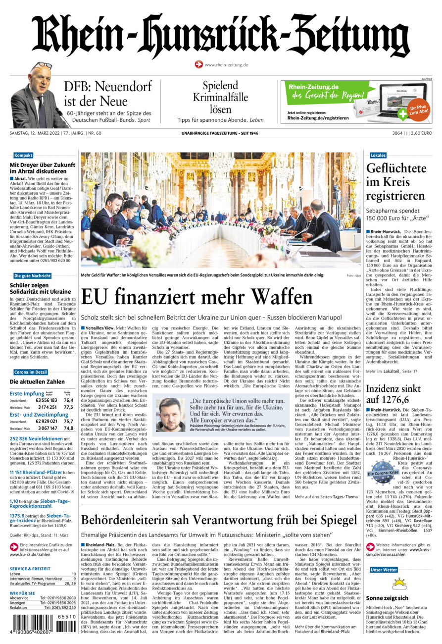 Rhein-Hunsrück-Zeitung vom Samstag, 12.03.2022