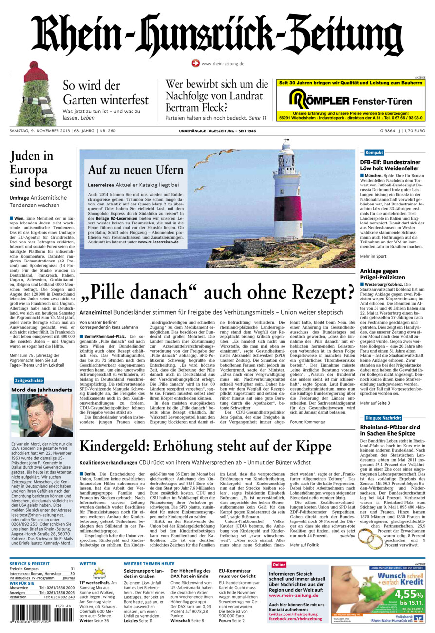 Rhein-Hunsrück-Zeitung vom Samstag, 09.11.2013