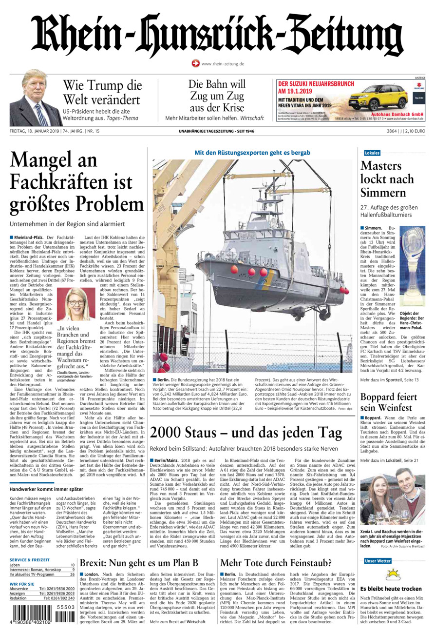 Rhein-Hunsrück-Zeitung vom Freitag, 18.01.2019
