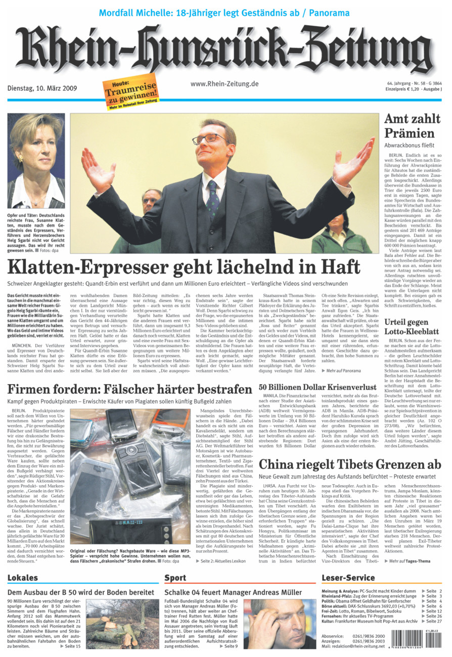 Rhein-Hunsrück-Zeitung vom Dienstag, 10.03.2009