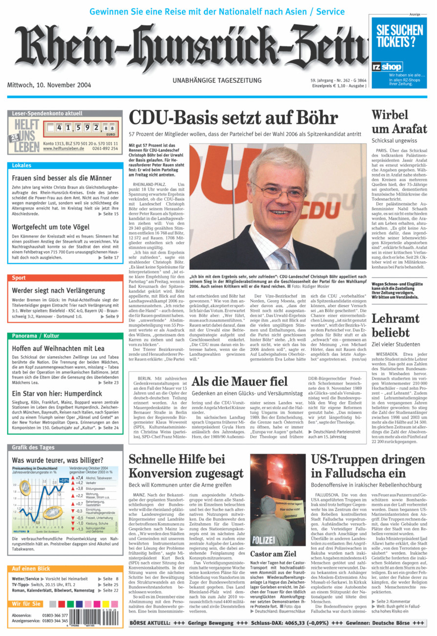 Rhein-Hunsrück-Zeitung vom Mittwoch, 10.11.2004