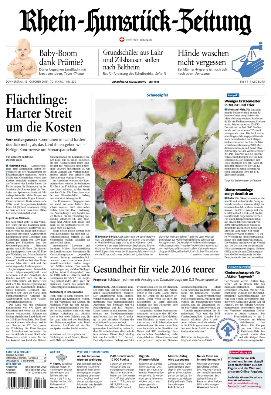 Rhein-Hunsrück-Zeitung vom Donnerstag, 15.10.2015