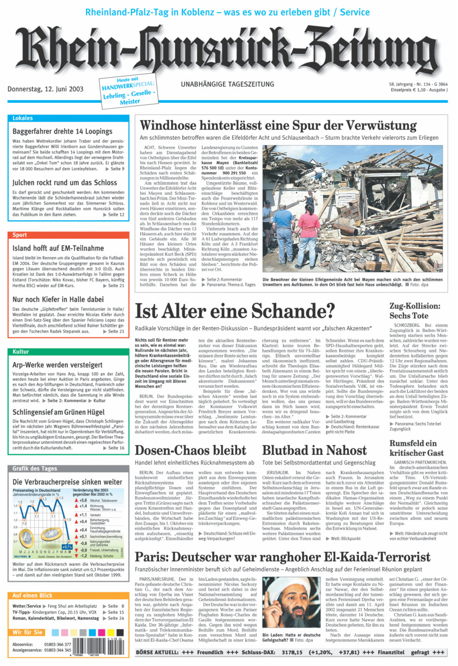 Rhein-Hunsrück-Zeitung vom Donnerstag, 12.06.2003