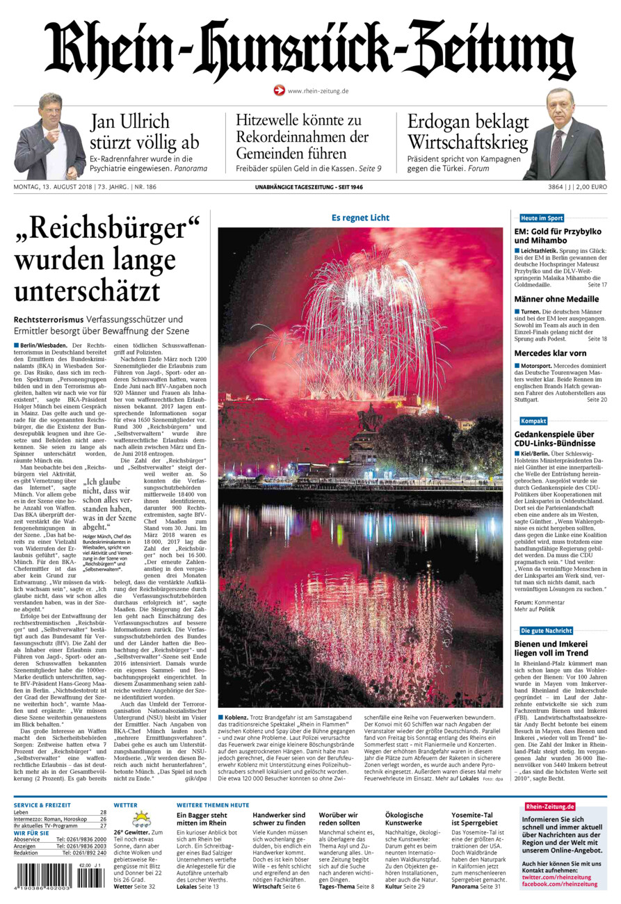 Rhein-Hunsrück-Zeitung vom Montag, 13.08.2018