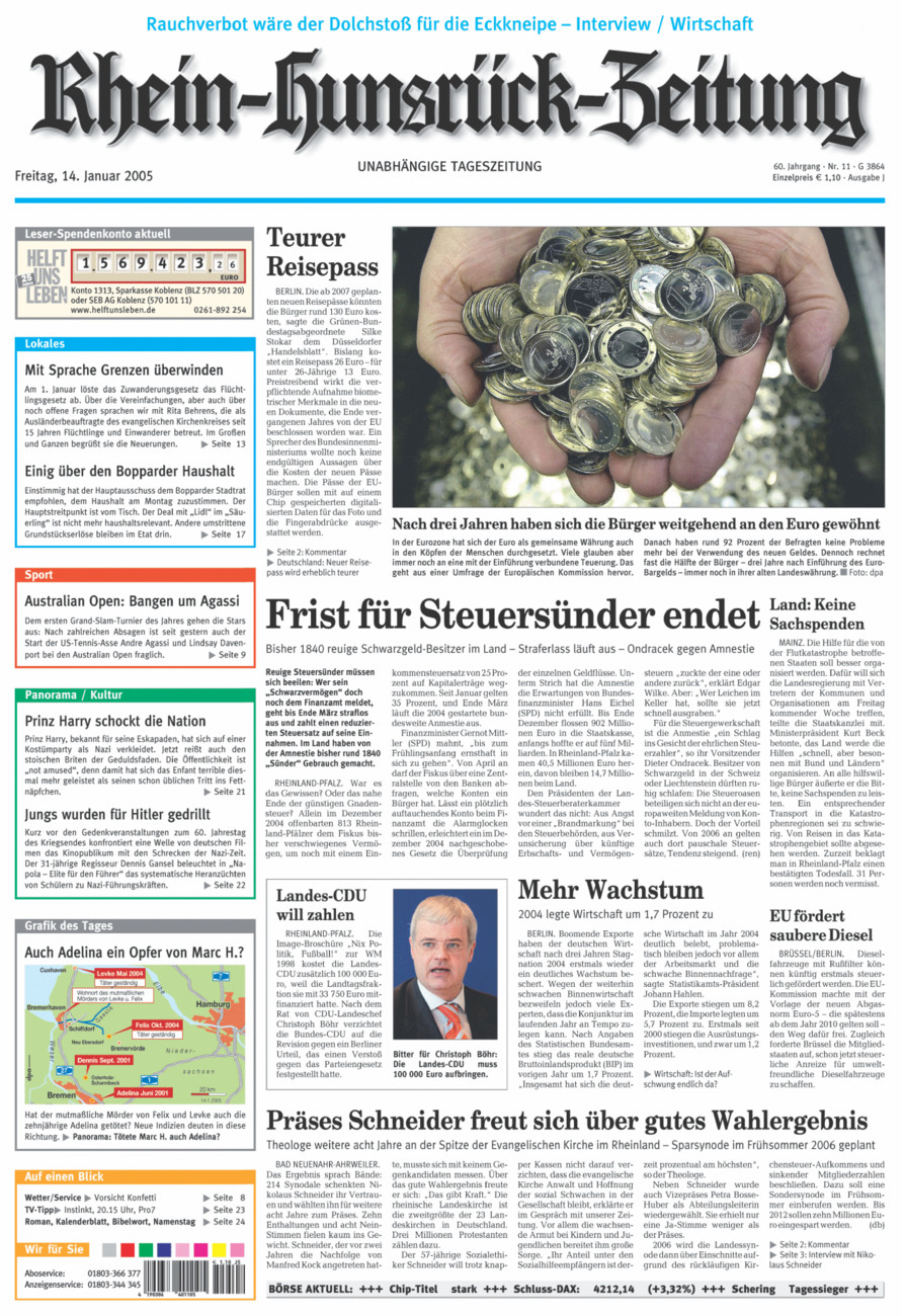Rhein-Hunsrück-Zeitung vom Freitag, 14.01.2005