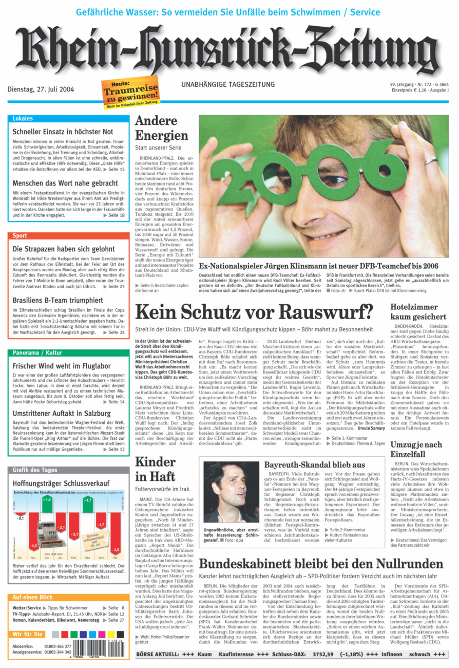 Rhein-Hunsrück-Zeitung vom Dienstag, 27.07.2004