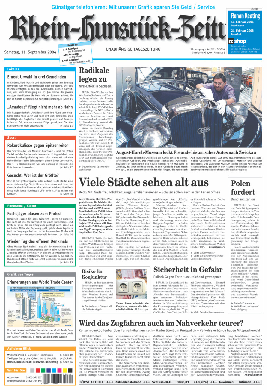Rhein-Hunsrück-Zeitung vom Samstag, 11.09.2004