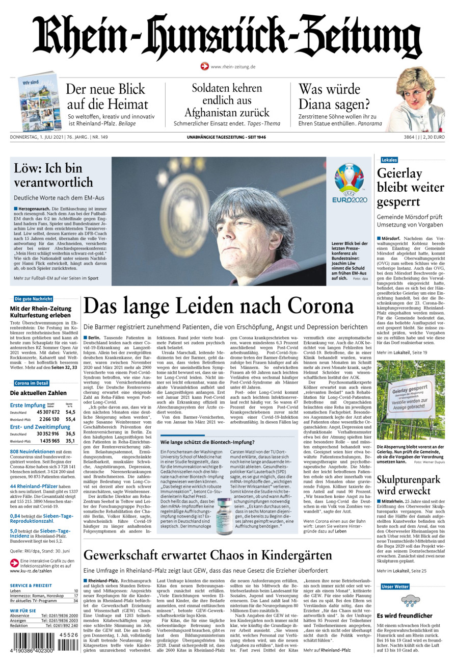 Rhein-Hunsrück-Zeitung vom Donnerstag, 01.07.2021