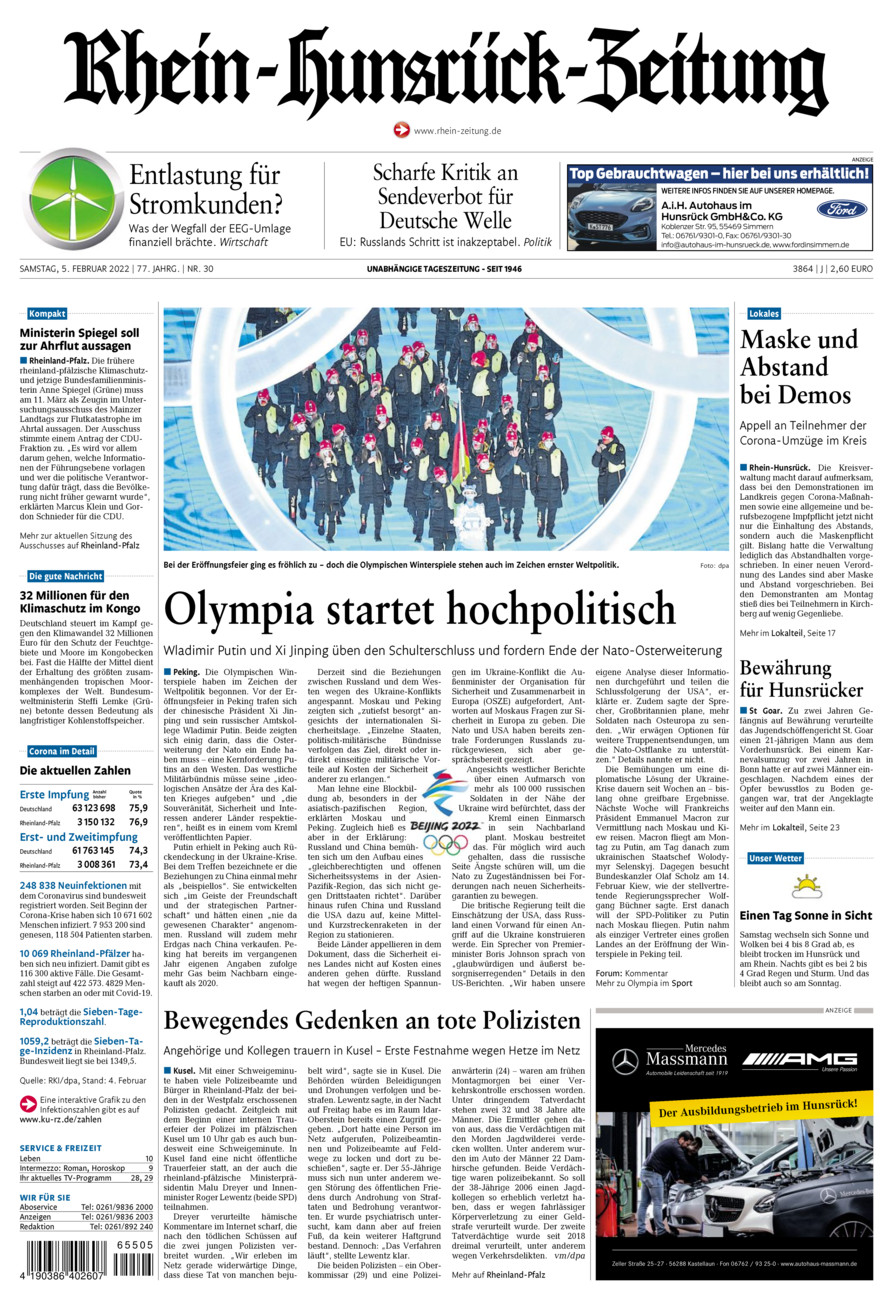 Rhein-Hunsrück-Zeitung vom Samstag, 05.02.2022