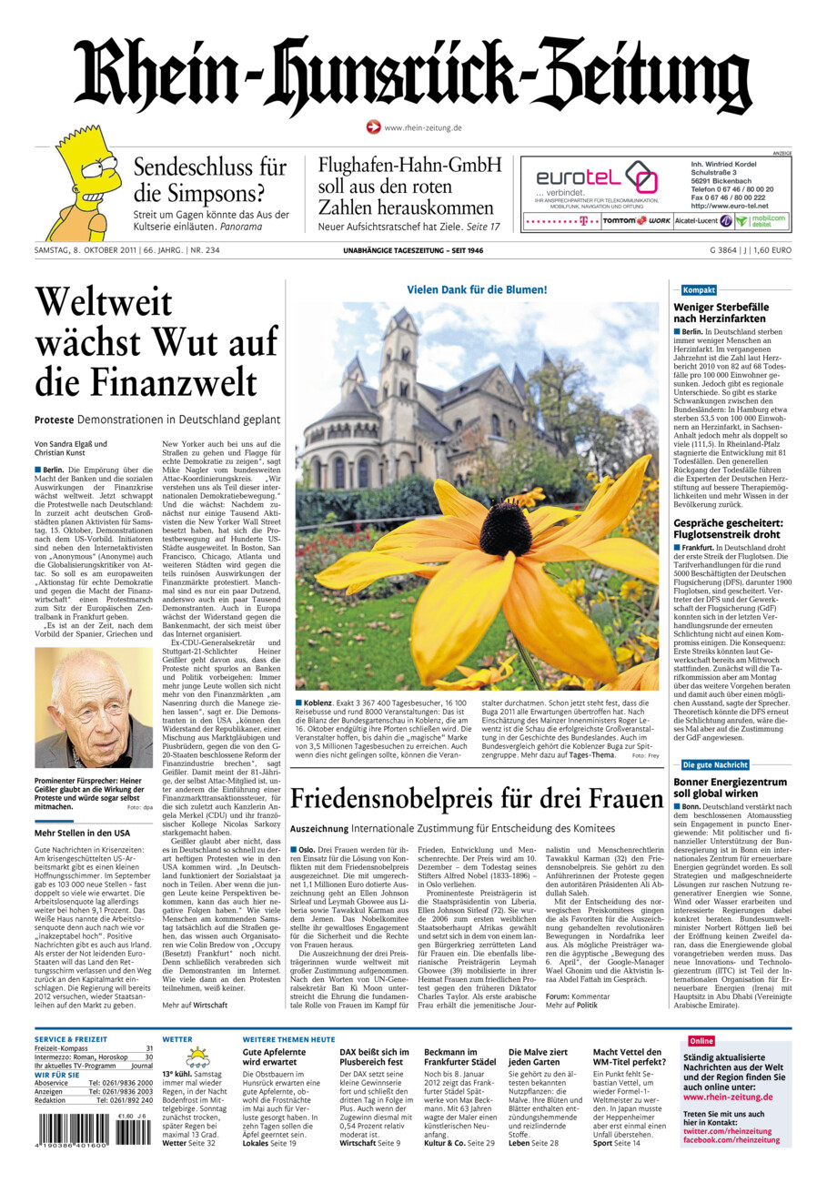 Rhein-Hunsrück-Zeitung vom Samstag, 08.10.2011