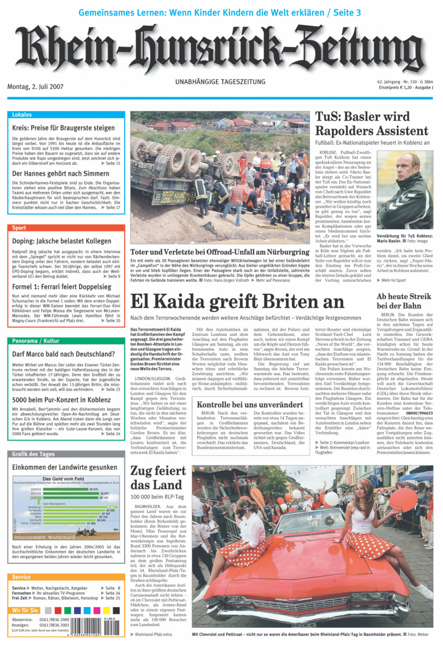Rhein-Hunsrück-Zeitung vom Montag, 02.07.2007