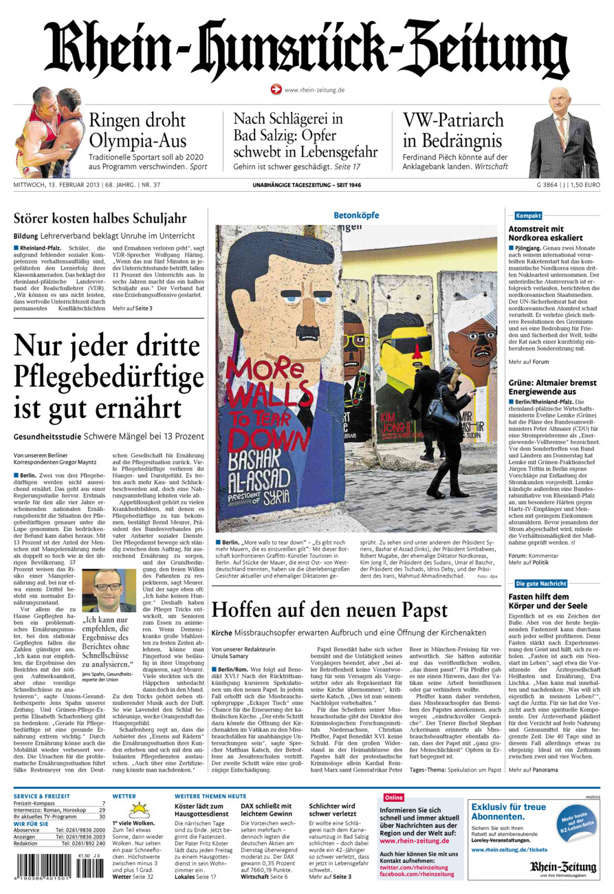 Rhein-Hunsrück-Zeitung vom Mittwoch, 13.02.2013