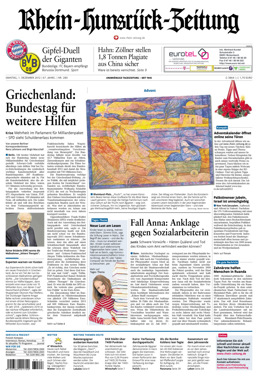 Rhein-Hunsrück-Zeitung vom Samstag, 01.12.2012