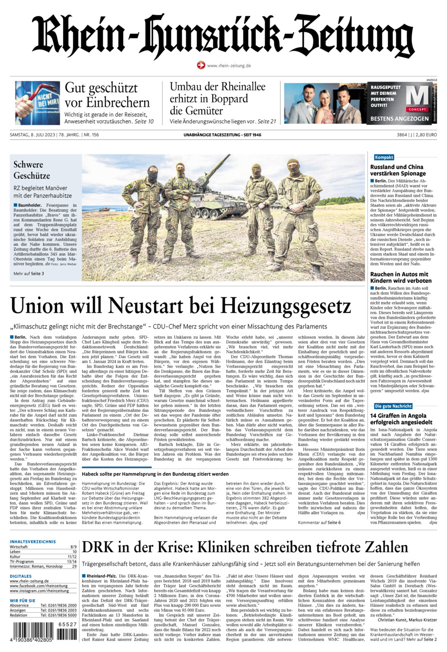 Rhein-Hunsrück-Zeitung vom Samstag, 08.07.2023