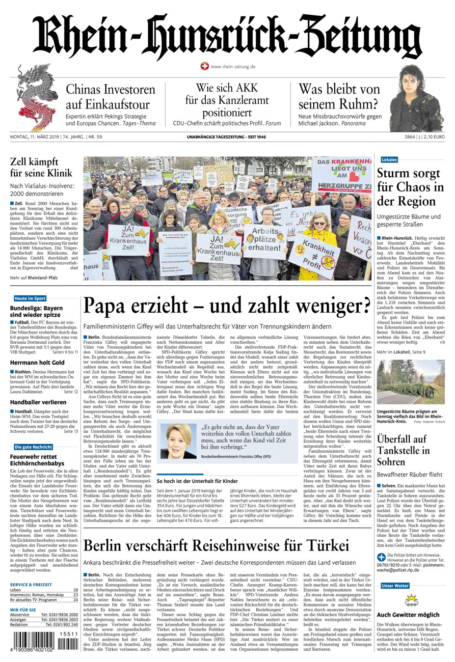 Rhein-Hunsrück-Zeitung vom Montag, 11.03.2019