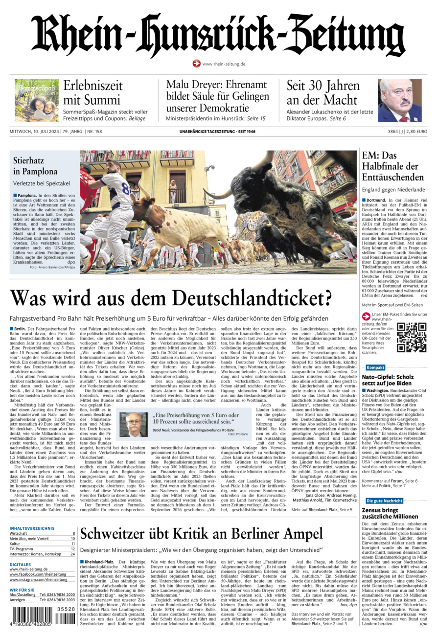 Rhein-Hunsrück-Zeitung vom Mittwoch, 10.07.2024