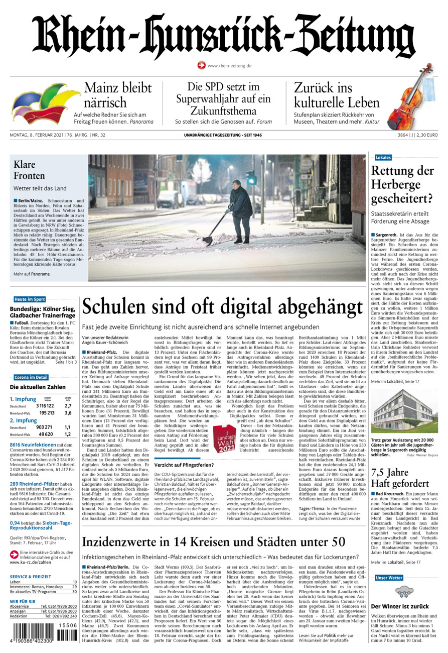 Rhein-Hunsrück-Zeitung vom Montag, 08.02.2021