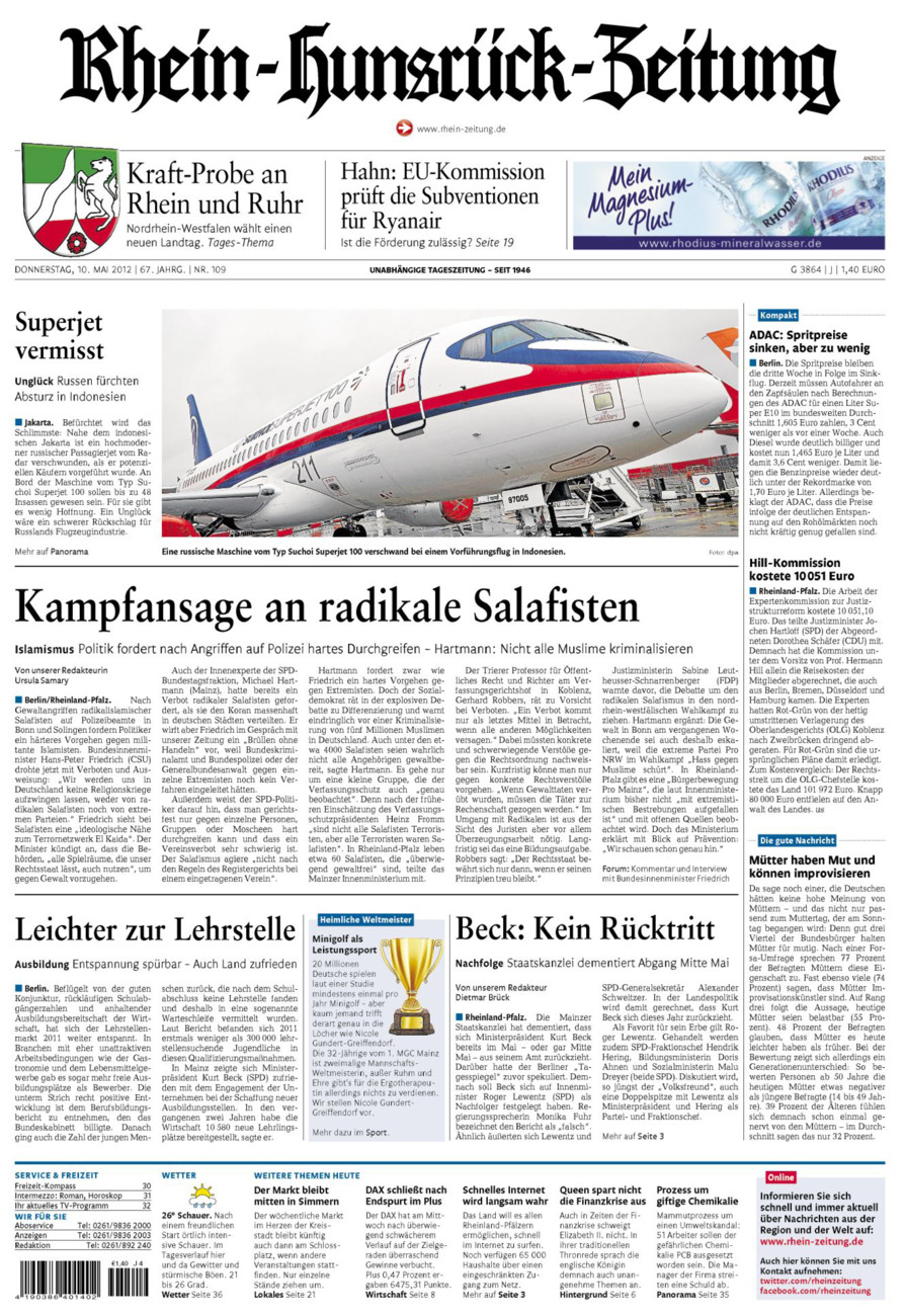 Rhein-Hunsrück-Zeitung vom Donnerstag, 10.05.2012
